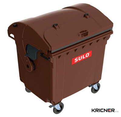 Plastový kontejner na bio odpad 1100 l SULO, víko ve víku, hnědý