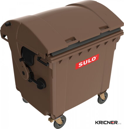 Plastový kontejner na bio odpad 1100 l SULO, plné víko, hnědý