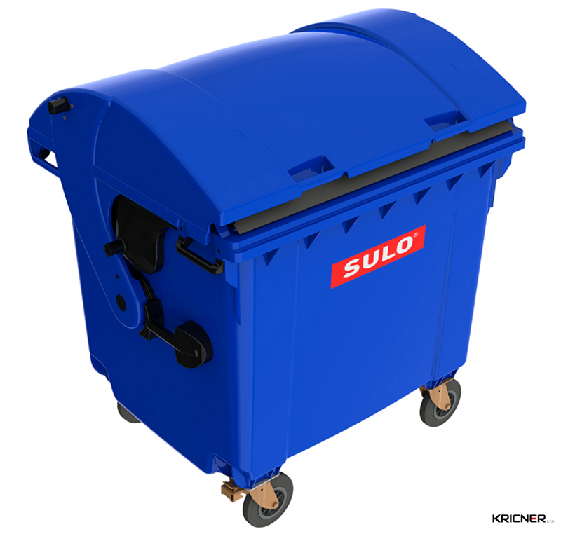Kontejner plastový SULO 1100 l, plné víko, modrý