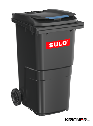 Popelnice plastová SULO 240 l - černá s modrým klipem, ražba PAPÍR