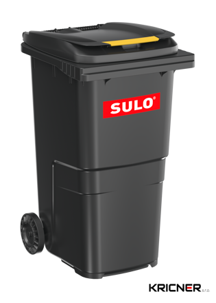 Popelnice plastová SULO 240 l - černá se žlutým klipem, ražba PLASTY