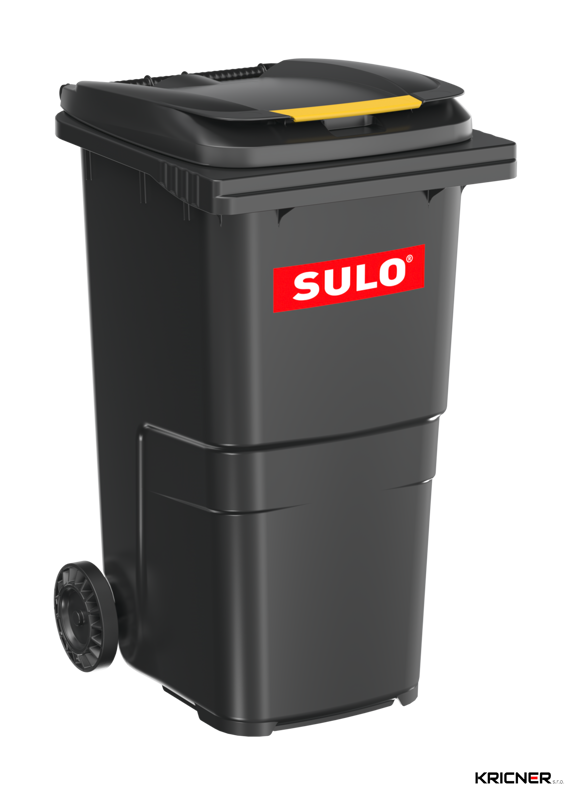 Popelnice plastová SULO 240 l - černá se žlutým klipem, ražba PLASTY